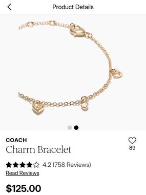NEW⭐️ Coach Signature C Charm Bracelet in Gold-Tone $125
